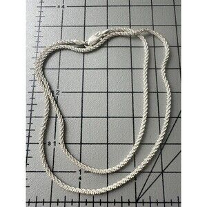 Silver Plated Mesh Popcorn Chain Necklace 18”